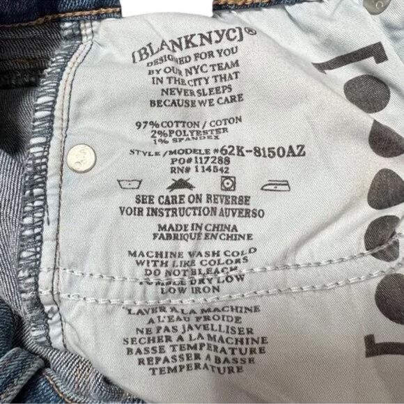 NWT Blank NYC Women’s “The Fulton” High Rise Blue Jean Roll Up Raw Hem Size 29 - Picture 8 of 9